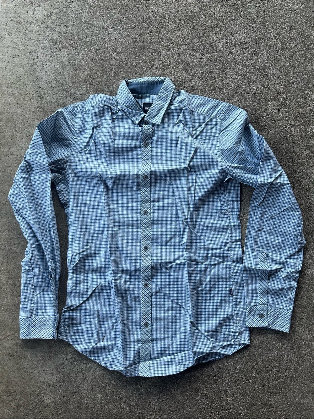 Hugo Boss Slim Fit Cotton Long Sleeve Button Down Plaid Shirt